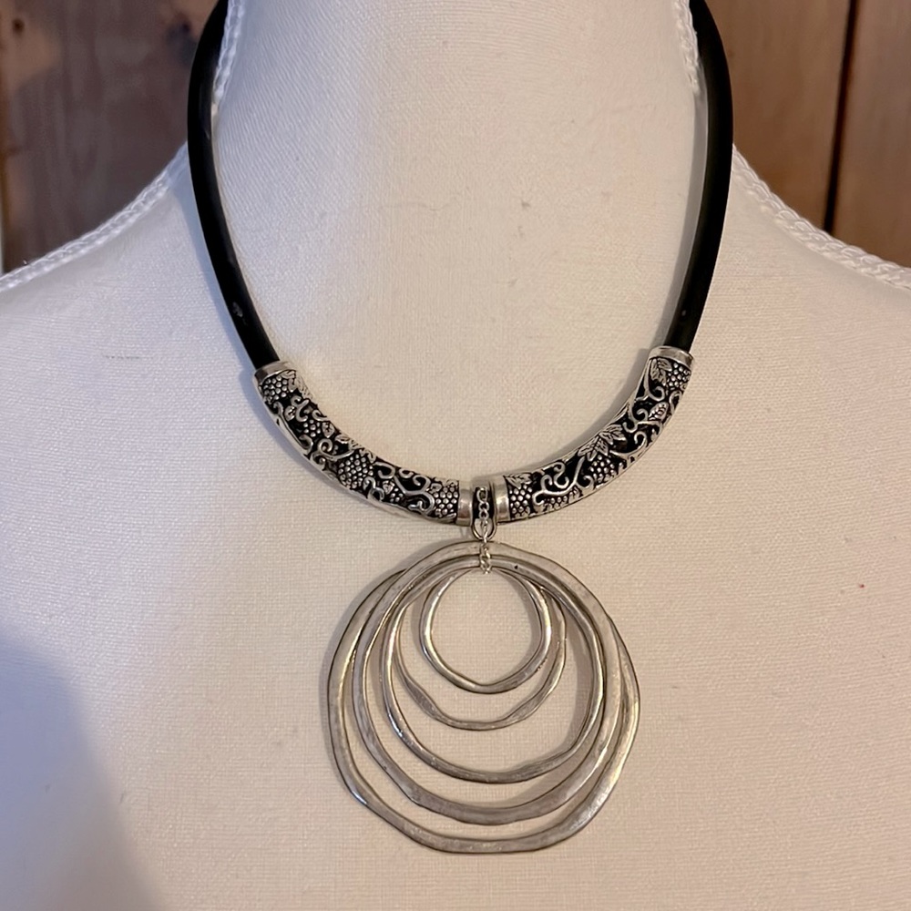Black and Silver Boho style necklace